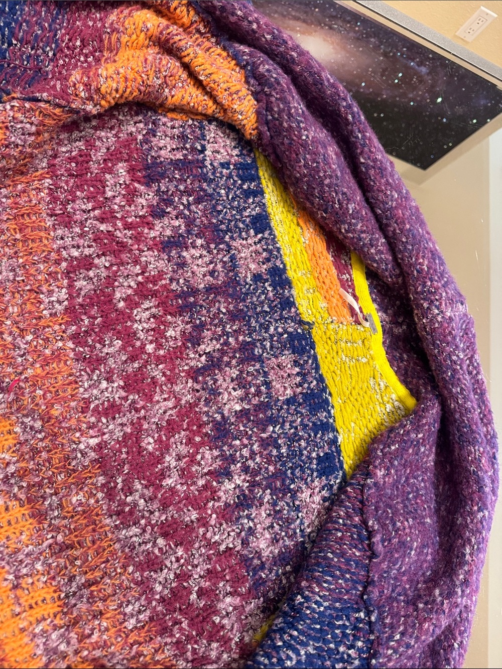 Free People Multicolor Chunky Knit Long Cardigan Sweater Boho - Picture 8 of 9